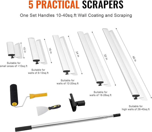 Drywall Skimming Blade Set Knife Combo 10/16/24/32/40 Inch & 34-81 Inch Handle