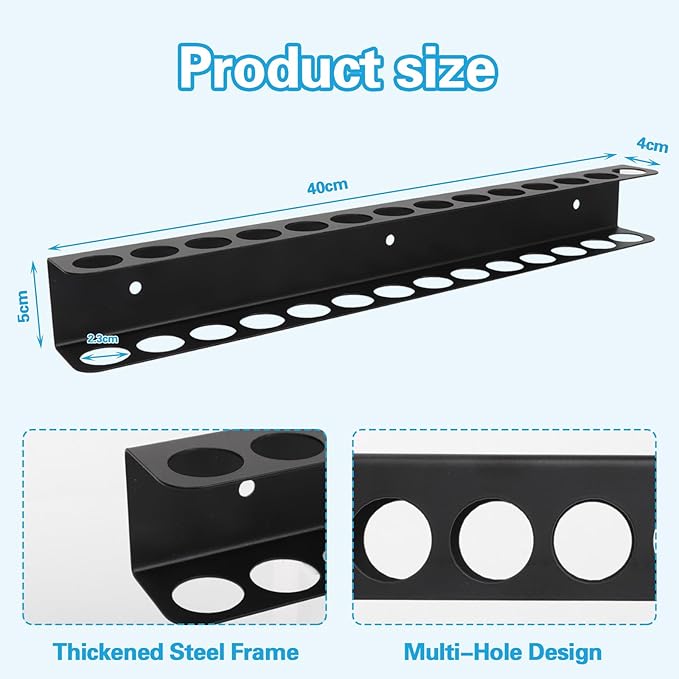 Screwdriver Organizer, Carbon Steel Screwdriver Holder, Garage Tool Organizer Wall Mount for Pliers, Wrenches & Nut Driver, Utility Storage Rack for Workspace, Workshop, Shed (15.7?섃셂/14 Holes)