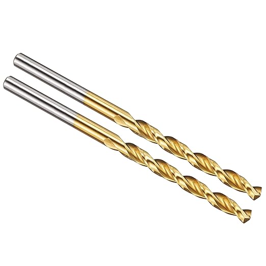 PATIKIL 4.3mm Drill Bit, M42 8% Cobalt High-Speed Steel Jobber Straight Shank 135° Titanium Nitride (TiN) Coated for Hard Metal Stainless Steel - 2 Pack