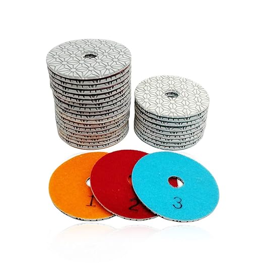 SHDIATOOL 30PCS 4 Inch Diamond Polishing Pads 3-Step 10 Sets for Marble Stone Sanding Pads Grinding Pads