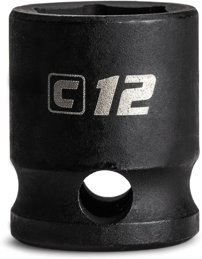 Capri Tools 12 mm Stubby Impact Socket, 3/8 in. Drive, 6 Point, Metric