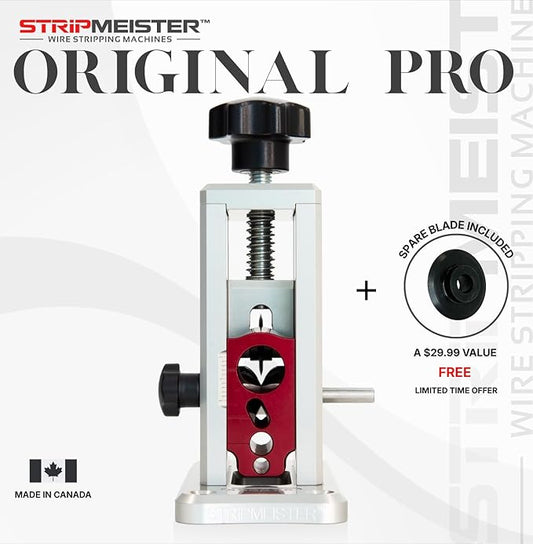 StripMeister Original Pro Drill-Powered Wire Stripper with ULTRA GRIP Feeder Jam-Free Performance Durable Portable Copper Wire Stripping Machine