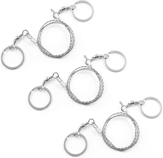 Bivethoi 3 Pack Stainless Steel Wire Emergency Saw Kit, Camping Mini Backpacking Cable Cutting String Bone Rope, Travel Chainsaw for Wood Cutting Hiking Hunting (Ring Handle)