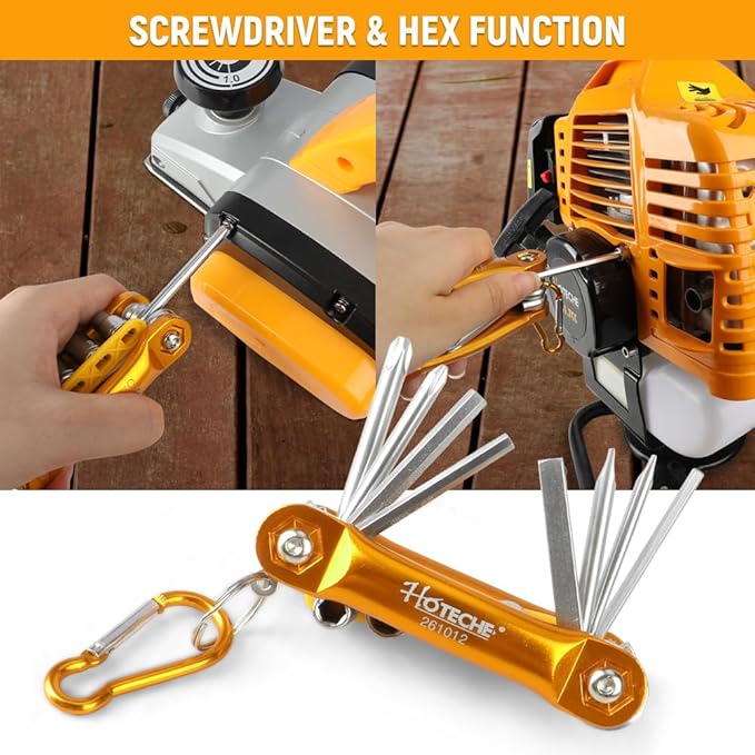 Hoteche 12-Piece Folding Socket and Screwdriver Bit Set ??Compact CR-V Tool Kit with Anodized Aluminum Frame | 1/4" Drive Sockets (6-10mm), PH2/PH3, Slotted, Hex, Socket Adapter | Satin Finish