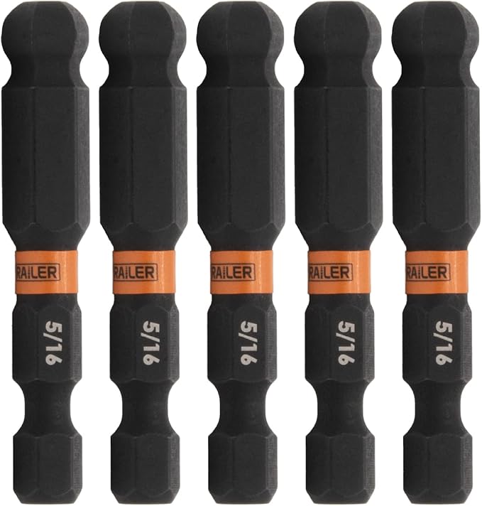 Ball-End Hex 5/16" Impact Driver Bit - Railer Allen Wrench Drill Hex Bits. 1/4 Quick Release S2 Steel 2 inch 5/16" Ball-End Hex Bits. (5 Pack)