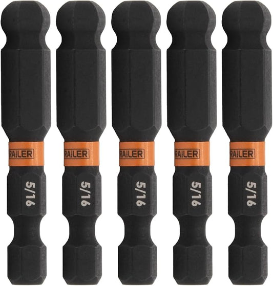 Ball-End Hex 5/16" Impact Driver Bit - Railer Allen Wrench Drill Hex Bits. 1/4 Quick Release S2 Steel 2 inch 5/16" Ball-End Hex Bits. (5 Pack)