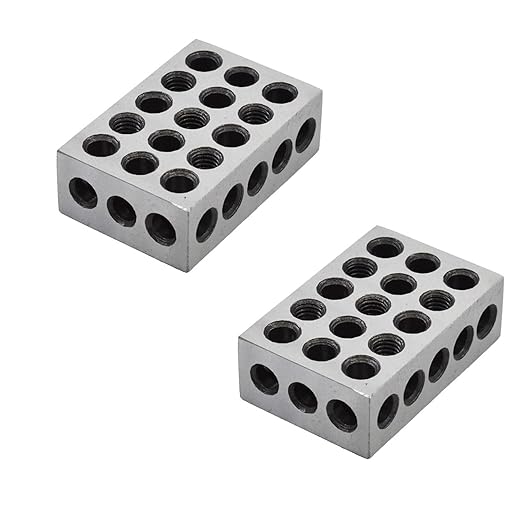 1 Pair of 1-2-3 Blocks Matched Pair with 23 Holes Precision Machinist Milling 0.0002 in Fit for Milling Machine Jig