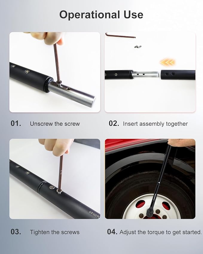 Atsafepro 3/4 Torque Wrench 100-850 Ft-Lb -짹3% Accuracy, 47.3" Long Handle, 48-Tooth Reversible Ratchet, Cr-V Steel, Dual Scale,3/4" Drive Click Heavy Duty Torque Wrench for Industrial, Truck, Turbine