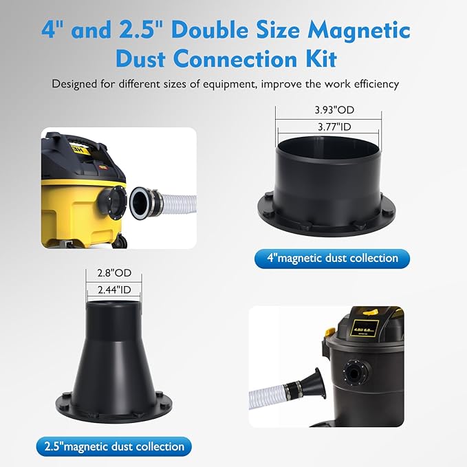 Magnetic Dust Collection Fittings Magnetic Dust Collector Vacuums System 4" and 2.5" Quick Connect Kit for Woodworking Tools (14)