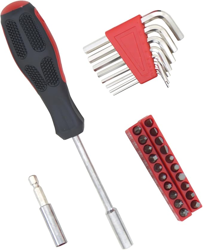 39-Piece Household Tools Kit Essential Home Repair Set with Plastic Toolbox Ideal for College Students, Home Use & More