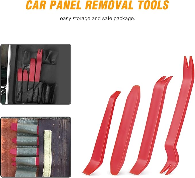 GOOACC Auto Trim Removal Tool Kit No-Scratch Tool Kit for Car Audio Dash Window Molding-4PCS (Red)