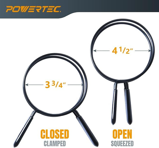 POWERTEC 4 Inch Double Loop Hose Clamps for Dust Collection Hose and Dryer Vent Hose, Quick Release Spring Clamps for Dust Collector and Dust Collection Fittings, 6 pack (70195-P3)