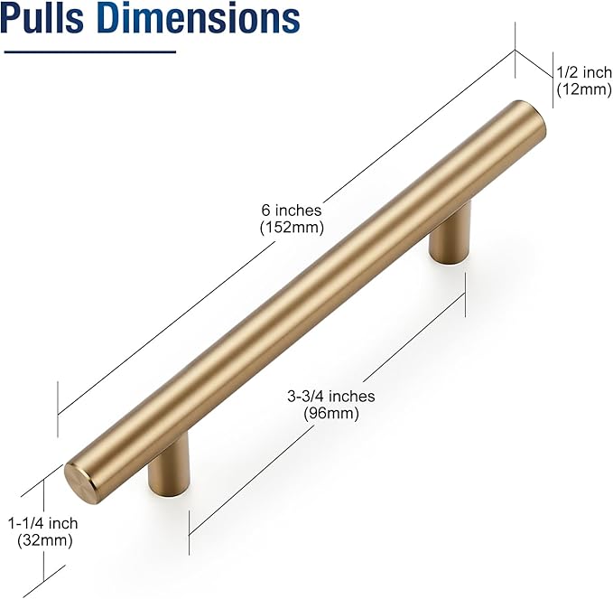 JOY DECOR 25 Pack Champagne Bronze Cabinet Pulls ??6 Inch Length, 3-3/4 Inch (96mm) Hole Center ??Stainless Steel Kitchen Cabinet Handles for Drawer and Cupboard