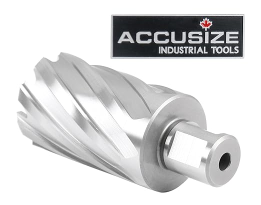 Accusize Industrial Tools 1-7/16'' by 2'' Cutting Depth H.S.S. Annular Cutter with 1 Pc Pilot Pin, 2081-2028Pin