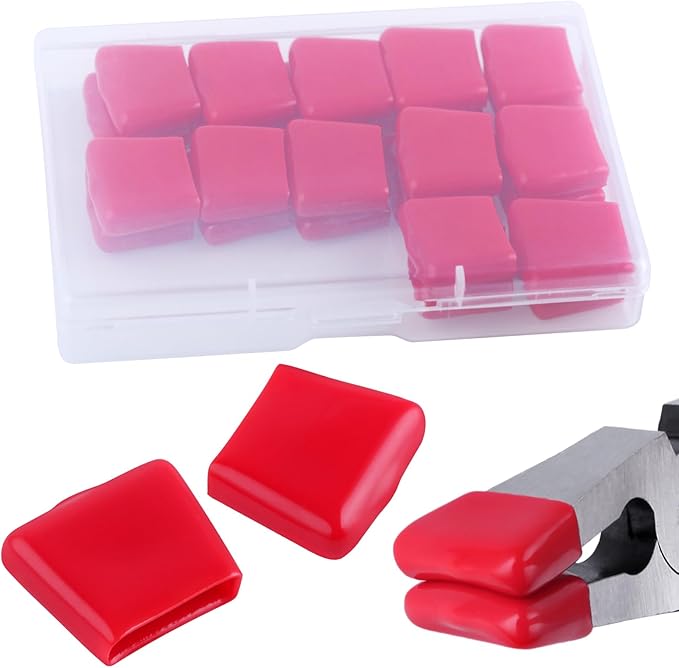 SPEEDWOX 24PCS Replacement Rubber Tips For 6-Inch Glass Running Pliers Rubber Tips for Glass Running Plier Curved Tip Running Pliers Replacement Tips Stained Glass Work Supplies and Tools, Red