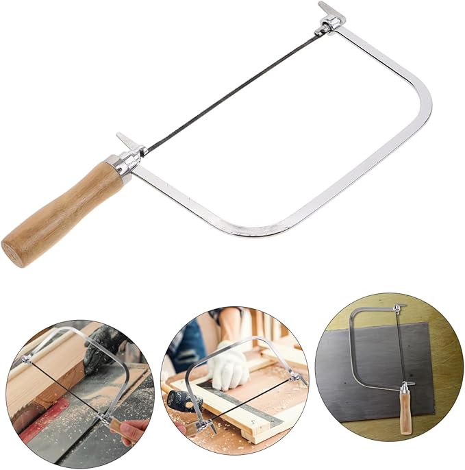 Woodworking Coping Saw with Wooden Handle Lightweight Hand Saw with Replacement Blades for Precise Cutting of PVC and Light Metals Labor Saving DIY Tool
