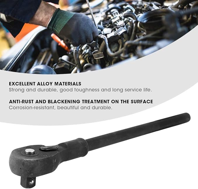 3/4" Ratchet with 13" Long Handle, Heavy Duty Quick Release Reversible Switch Full Polish Grip Drive Ratchet Socket Wrench, Gifts for Men & Dad, 18.9 Inch Overall Length