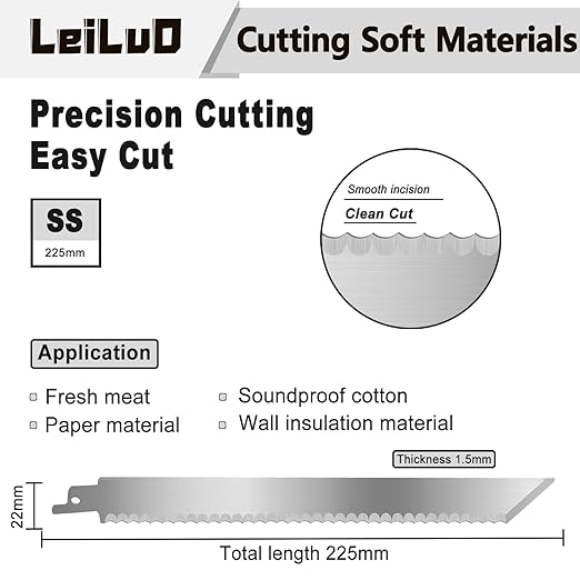 LEILUO 9-Inch Soft Material Reciprocating Saw Blades 2 Piece Sawzall Blades for Cutting Sponge Foam Insulation Material with Storage Case