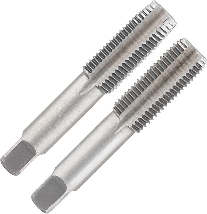 Qjaiune 2pcs M14x1.5 Tap, M14 Metric Thread Tap Right Hand Thread Tapping Tool, HSS Thread Milling Taps (M14 x 1.5, Taper & Plug Tap)