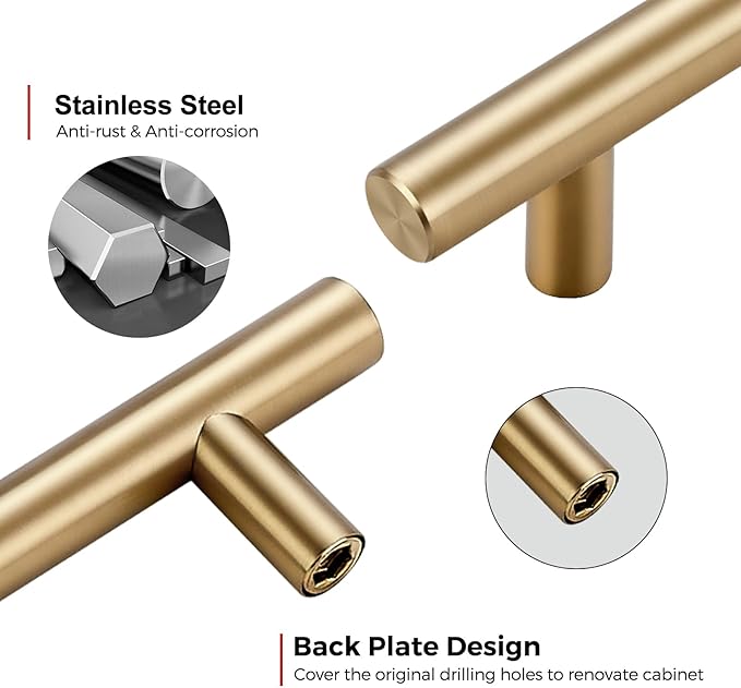 JOY DECOR 30 Pack Champagne Bronze Cabinet Pulls ??5 Inch Length, 3 Inch (76mm) Hole Center ??Stainless Steel Kitchen Cabinet Handles for Drawer and Cupboard