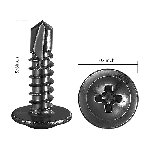 (350Pcs)#8횞5/8??for Sheet Metal Self-Tapping Screws 410 Black Stainless Steel Truss Head High-Strength Quick Tapping