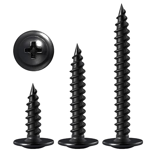 (200 pcs) Wensilon #10횞1" Black Phillips Truss Head Wood Screws Quick Metal Self Tapping