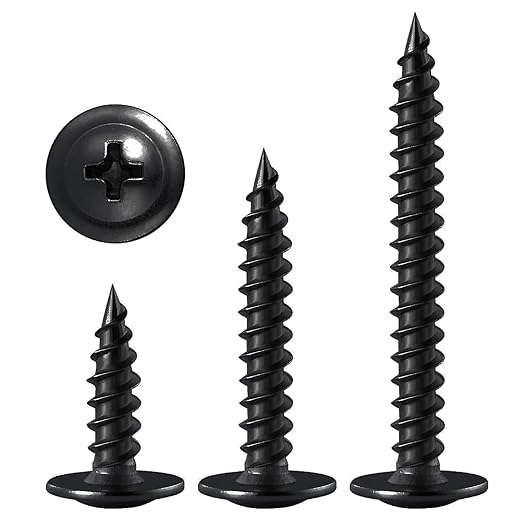 (200 pcs)#8횞1-1/4" Black Truss Head Wood Screws Quick Metal Self Tapping Zinc Oxide