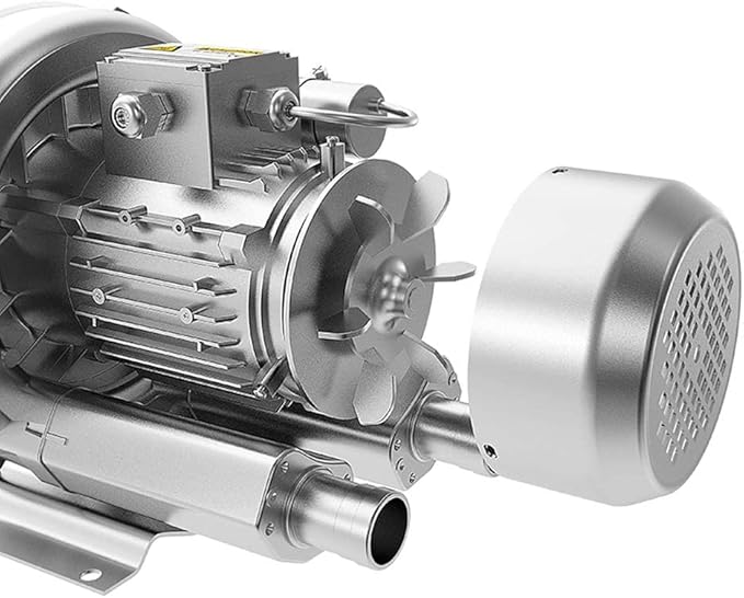 1HP Regenerative Blower, 85CFM 110V 60Hz Single Phase, High-Pressure Vortex Ring Blower, Industrial Vacuum Pump for Air Blowing Or Suction for Sewage Aeration Aquarium Fish Pond, Silver