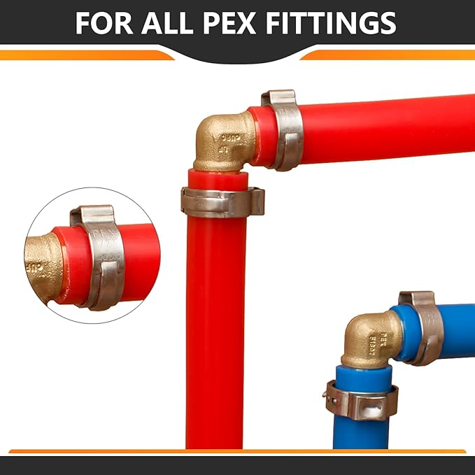500-PCs HeSun 3/4 Inch PEX Crimp Ring, Premium 304 Stainless Steel Pex Cinch Clamp Ring, CLAMP010-500