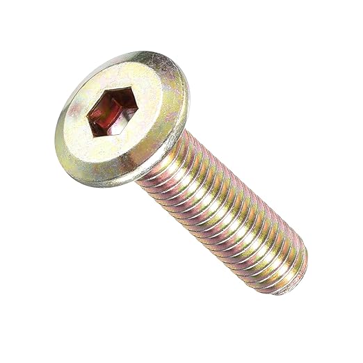 METALLIXITY Flat Head Hex Socket Cap Screws Bolts(M6-1x25) 30Pcs, Steel Hex Socket Furniture Bolts Screws - for Furniture Woodworking Project, Yellow