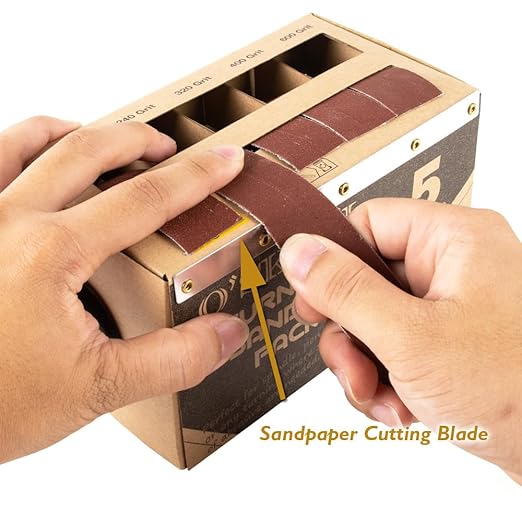 O'SKOOL Turner?셲 Sanding Pack Abrasive Strip Kit 5 Grits with Dispenser for Wood Turners, Furniture Repair, Woodworkers, Metal Workers, Automotive Body Work | 150, 240, 320, 400, 600 Grit Rolls, SF02A