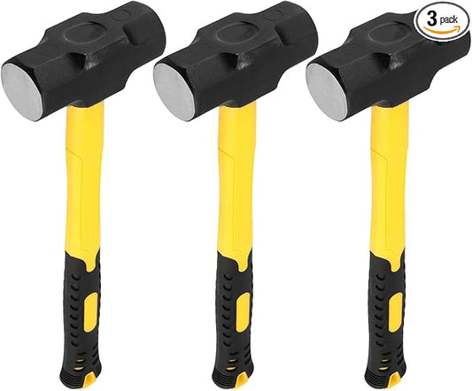 3 Pack 3 lbs Sledge Hammer, 14 Inch Drilling Hammer with Steel Head and Plastic Handle Crack Hammer for Wood, Home Construction, Landscaping Work and DIY Project
