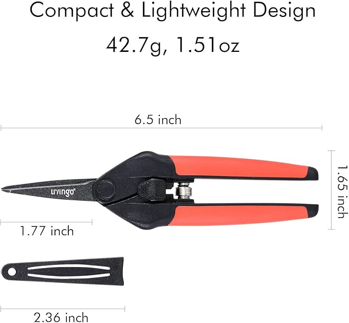 LIVINGO Sharp Garden Pruning Shears - 2 Pack 6.5??Spring Loaded Handles, Non-Stick Teflon Coated Stainless Steel Blades Scissors for Trimming Plant, Flower