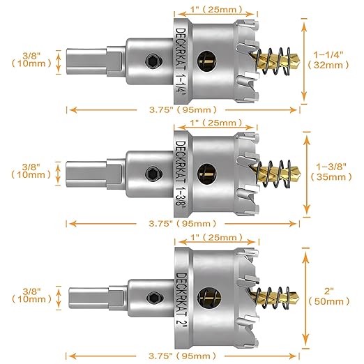 9-Piece 3/4" to 2" TCT Hole Saws Detachable Drill Bit Set for Stainless Steel, Hard Metals, Plastic, and Wood 1" Cutting Depth Heavy-Duty with Removable Pilot Bits and Allen Wrench.