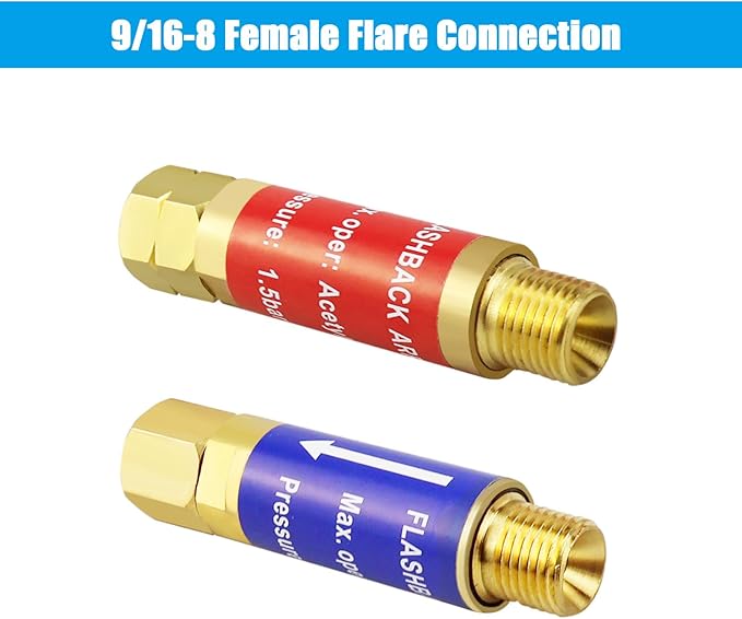 Oxygen Acetylene Flashback Arrestors Set 2-Set 9/16-18 Threads for Torch