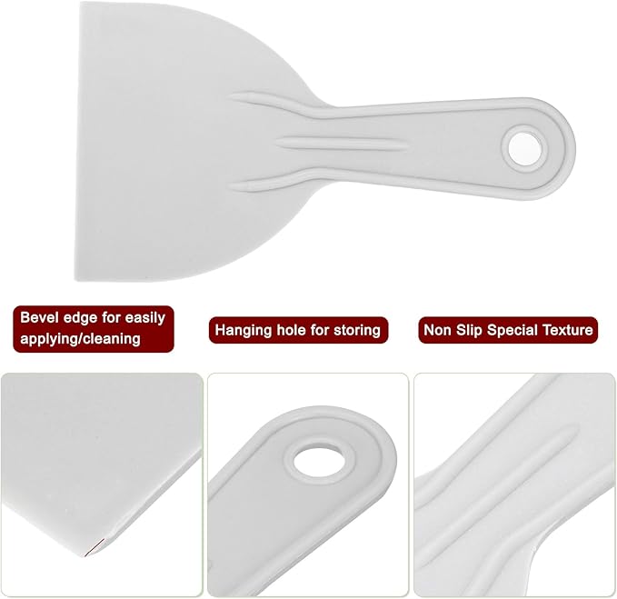 HARFINGTON 10pcs Putty Scraper 3.9" Width 2mm Thin Flexible Plastic Putty Knives for Taping Drywall Spreading Painting Wall Scratching Gray