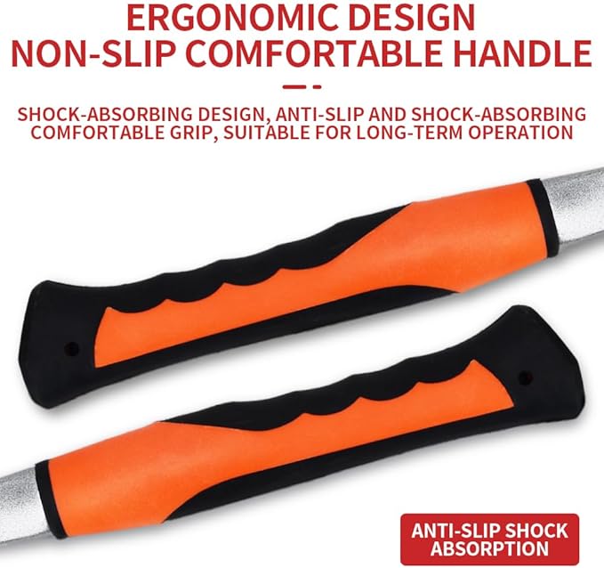13-Piece Set - Geological Rock Pick and Hammer Set, Rockhound Field Guide - Backpacking Portable Chisel and 32-Ounce Hammer Set - Tools for Rock Hounding and Gold Mining (Red)