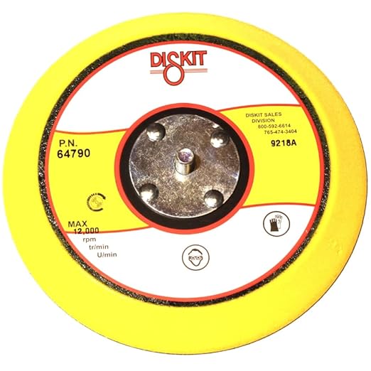 Gripit Sanding Pad 64790: Soft, 6", Hook, 0 Hole, Slant Profile Made in USA