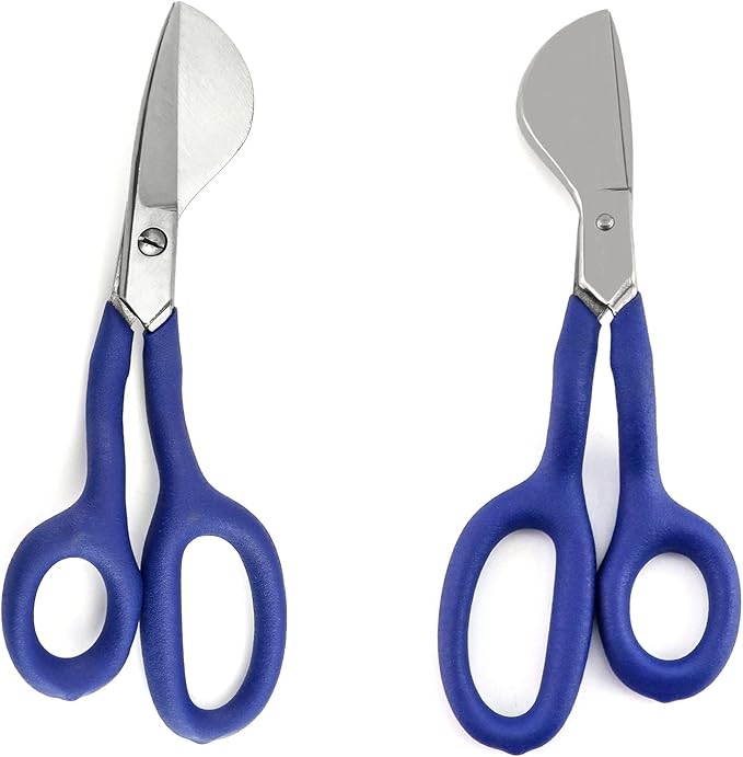 QWORK Duckbill Shears, 7 in Duckbill Applique Scissors, for Carpet Pile, Carpet Punch - Blue
