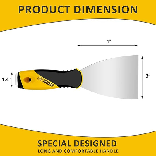 Flexible Putty Knife Scraper Tool, Spackle Knife Stainless Steel Blade with Soft Grip Handle, Metal Scraper Tool for Drywall Finishing, Plaster Painting Scraping, Decals, and Wallpaper (3)