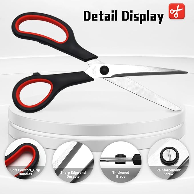 Vitoler Scissors All Purpose Heavy Duty,8.5" Kitchen Scissor for Office Home School Craft Sewing Fabric Supplies, High/Middle School Student Teacher, Right/Left Hand