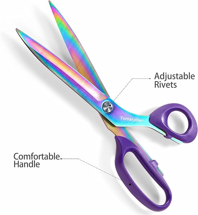 Stainless Steel Fabric Scissors, 10.5 Inch - Ultra-Sharp, Professional Titanium Coated Tailor Scissors for Clothing and Home
