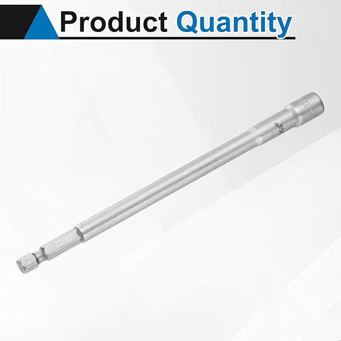HARFINGTON Nut Driver Drill Bit 6mm Metric Socket 1/4" Hex Shank 5.91" (150mm) Long Magnetic 6-Point Sockets Quick Change CR-V Steel Bolt Setters for Power Drill Drivers