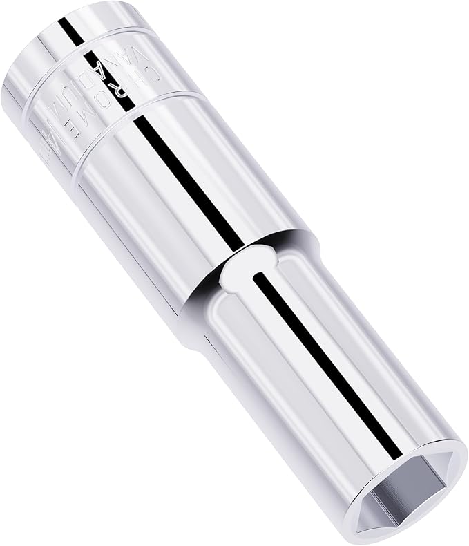 14mm(9/16") Deep Socket, 1/2 Inch Drive, 6-Point, Metric, Heat Treated CR-V Steel Sockets, Full Polishing, 3.1 Inch Length