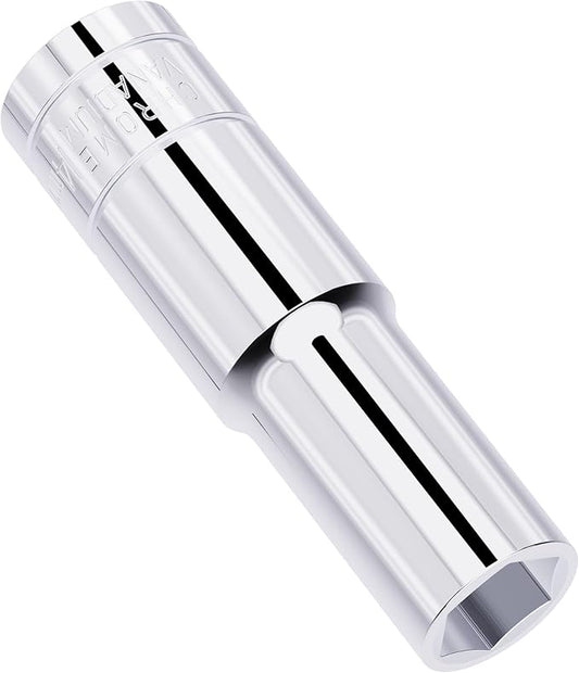 14mm(9/16") Deep Socket, 1/2 Inch Drive, 6-Point, Metric, Heat Treated CR-V Steel Sockets, Full Polishing, 3.1 Inch Length
