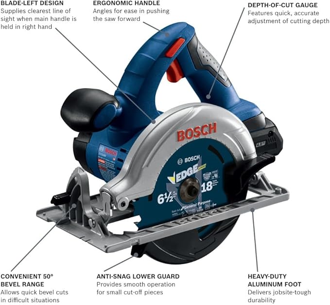 BOSCH GXL18V-501B25 18V 5-Tool Combo Kit with 2-In-1 Bit/Socket Impact Driver/Wrench, 1/2 In. Hammer Drill/Driver, Reciprocating Saw, Circular Saw, LED Worklight and (2) CORE18V 4 Ah Compact Batteries