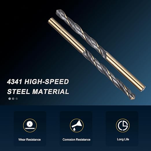 PATIKIL 5mm Drill Bit, Jobber Straight Shank 4341 High-Speed Steel 118째 Black and Gold Finish for Medium-Hard Metal Steel Acrylic - 6 Pack