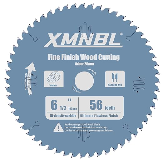 6 1/2 Inch Track Saw Blade,Replace for Makita B-57342 6 1/2 Inch 56T Saw Blades,Carbide-Tipped Cordless Plunge Saw Blade,Compatible with 165mm 20mm Arbor Track Saw,Longer Life 5X