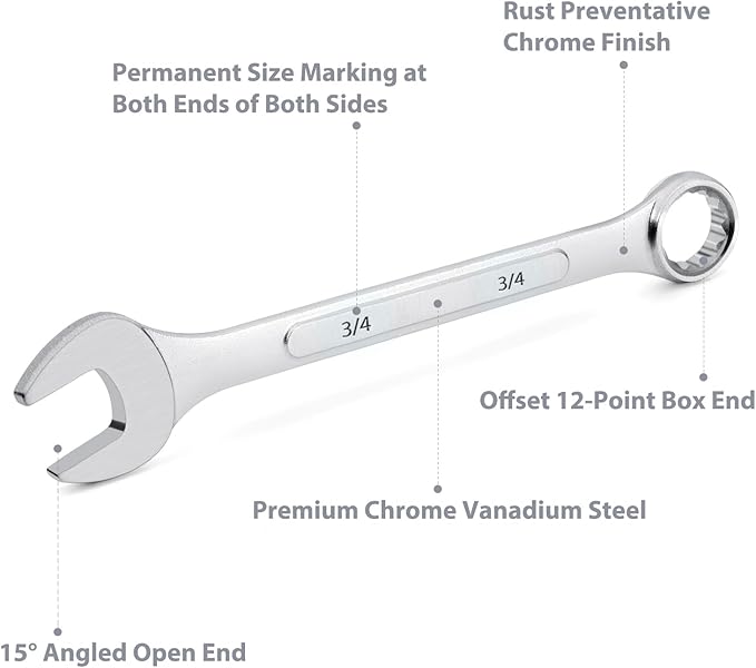 24-Piece All-Purpose Master Combination Wrench Set with Roll-up Pouch | SAE 1/4??to 1?? Metric 8mm to 24mm | Perfect for General Household, Garage, Auto Repairs, Car, Truck, Boat, and Travel Emergency