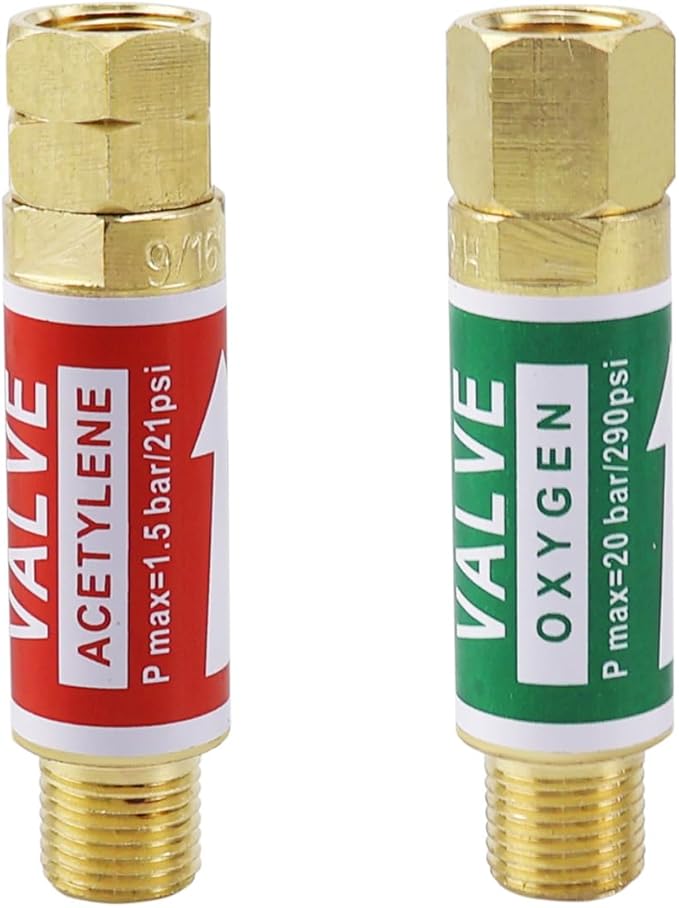 Oxygen Acetylene Flashback Arrestors Set, Torch End
